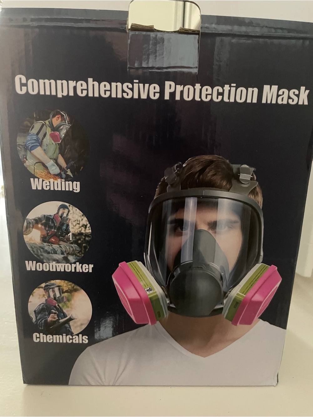 Full Face Respirator Mask with Pink Filters - Protective Safety Mask